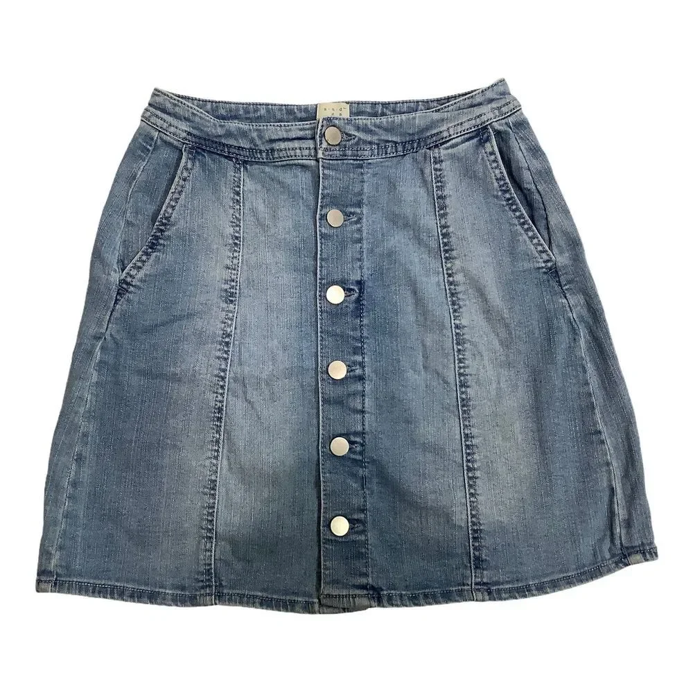 a.n.d e.a.w.y Skirt Light Blue Straight Pencil Mini Button Up Size 6 Women Denim